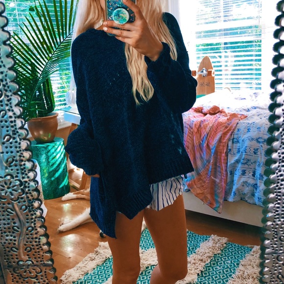 stargazer lunar indigo blue chenille velvety swtr - Picture 3 of 5